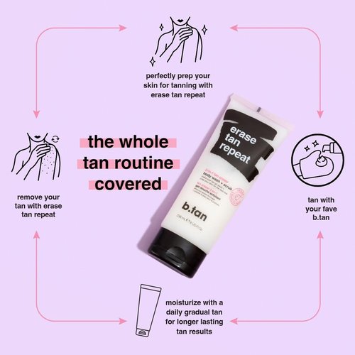 b.tan Self Tan Remover & Body Wash - 2-in-1 Exfoliator & Cleanser for Dark Tans, 8 Fl Oz