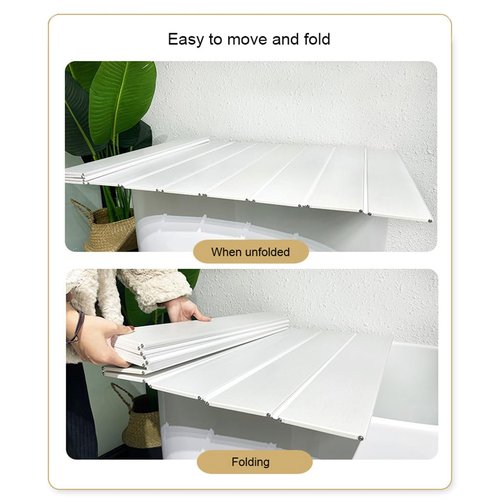 Adjustable Foldable Dust-Proof Bathtub Cover White,Waterproof Shutter Bathtub Tray & Laptop Desk 2 in 1 Fits Most Tubs,Modern Bath Tub Racks for Home (0.8Mx1.8M（2.62FTx5.9FT）, 0.24in Thick)