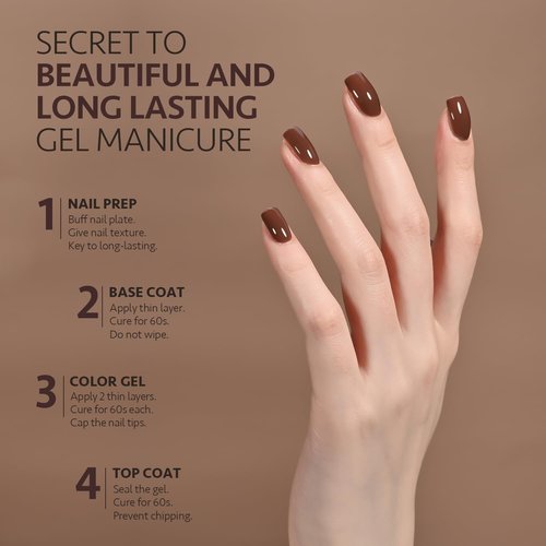 GAOY Brown Gel Nail Polish - 16ml Soak Off Formula for DIY Manicure | UV Light Cure, Amber Brown