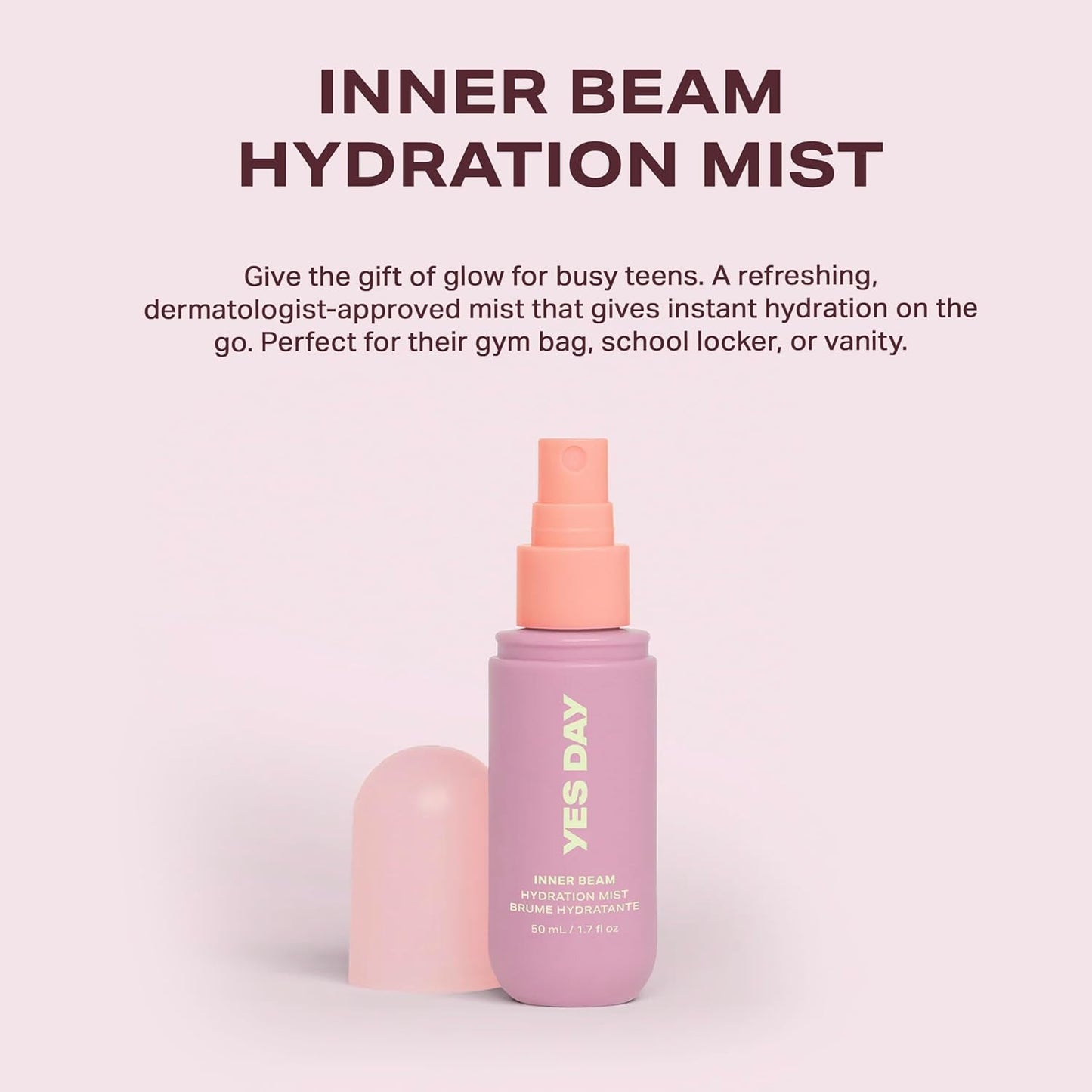 Yes Day Hydrating Face Mist for Teens - Travel Size Facial Spray with Kiwano Melon & Glucosamine (50ml)