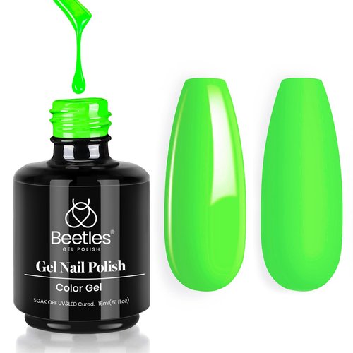 Beetles Neon Green Gel Nail Polish, 15ml Soak Off UV LED Day Nails Lamp Salon DIY Home Gift for Women Lime Green