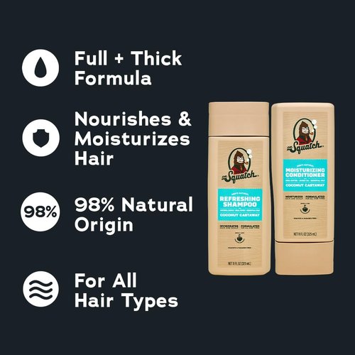 Dr. Squatch Men's Shampoo and Conditioner Set - Natural Formula for Thicker Hair - Coconut Castaway (11 fl oz, 2-Pack)
