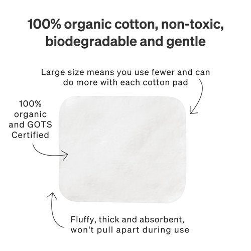 Baby Cotton Pads for Diaper Change by LoveNoobs, 360 Count, Ultra Soft 100% Organic Extra Large Cotton Pads for Baby Sensitive Skin, Lint-Free, Premium Jumbo Size, GOTS Certified