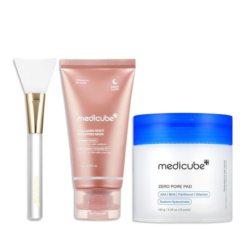 Medicube Korean Viral Duo - Zero Pore Pads 2.0 & Collagen Overnight Mask Pack | Skin Care Gift Set