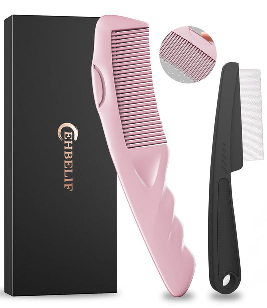 Dandruff Comb | 2PC Upgraded Fine Tooth Scalp Detox Comb for Women, Men & Kids - Pink Hair Care Tool