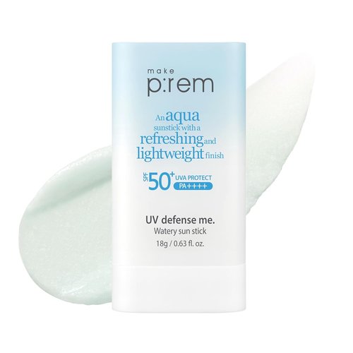MAKE P:REM UV Defense Me. Watery Sun Stick SPF 50+ | Hydrating, Lightweight Korean Sunscreen, 0.63 fl. oz.