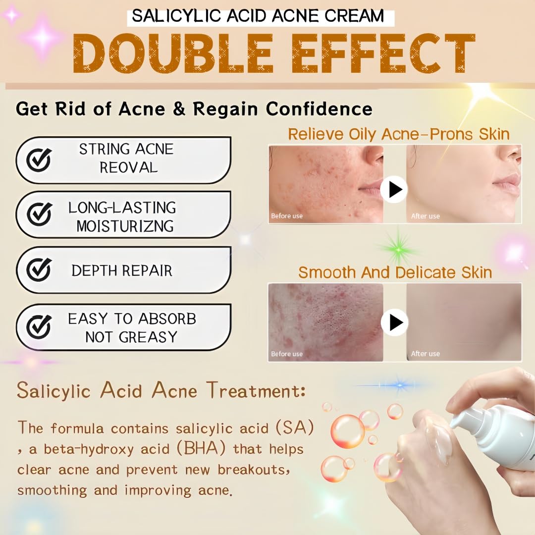 Skiennix Salicylic Acid Acne Treatment Face Cream - Oil Control & Pore Refining, 50ml / 1.69oz (2)