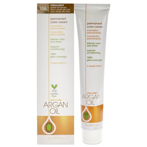One N' Only Permanent Hair Color - Argan Oil Infused Hair Dye for Rich Gray Coverage - 10A Lightest Ash Blonde (3 oz)