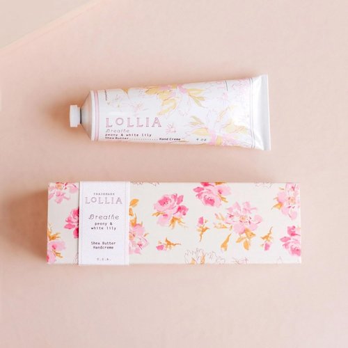 Lollia Breath Hand Cream - Moisturizing Peony & White Lily Lotion | 4 Oz Quick-Absorbing Formula