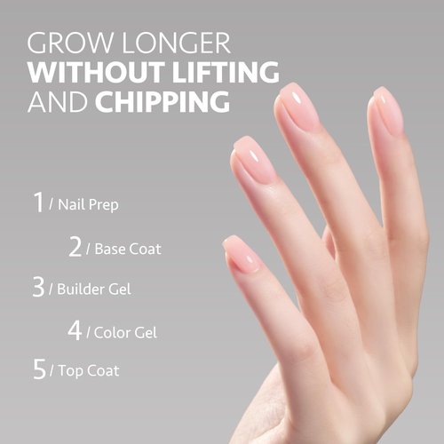 GAOY Builder Gel for Nails, 16ml Nail Strengthener in a Bottle, Nail Extension Hard Gel, Soak Off Long Lasting UV Light Cure, 1958 Crystal Pink, Base Coat Top Coat Needed