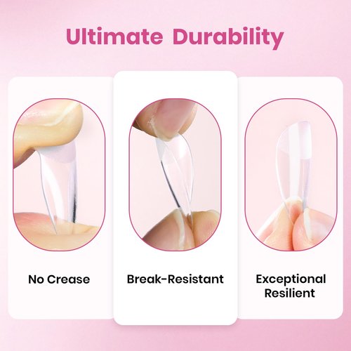 Beetles Gel Nail Tips Flat-X - Square Coffin Short, 320pcs 16 Sizes, Pre-Etched Half Matte Full Cover Soft Acrylic False Nail Tips Easy DIY Press on Nail Extension Salon for Flat & Natural Nail Beds