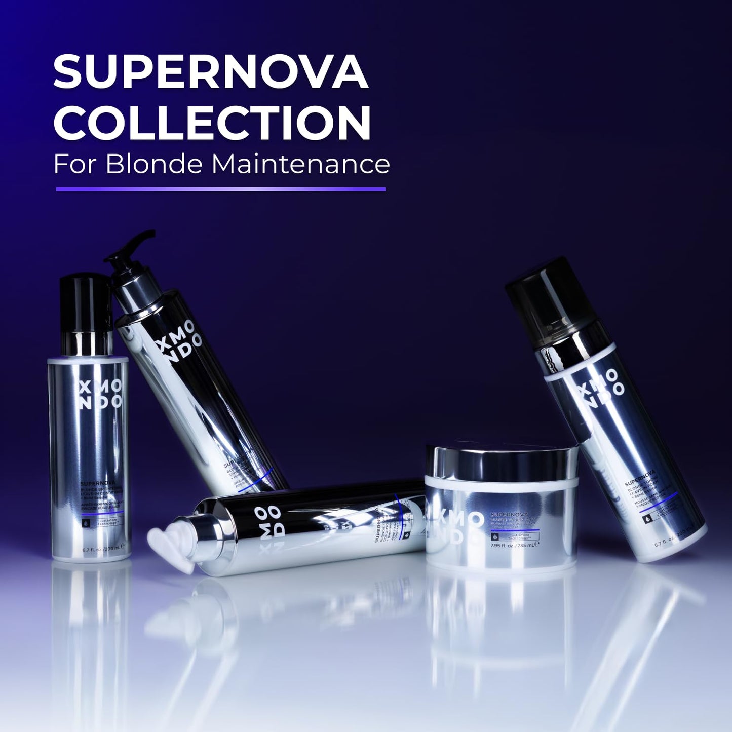 XMONDO Hair Supernova Blonde Toning Shampoo - Vegan Formula with Jojoba Oil & Violet Pigments, 8 Fl Oz