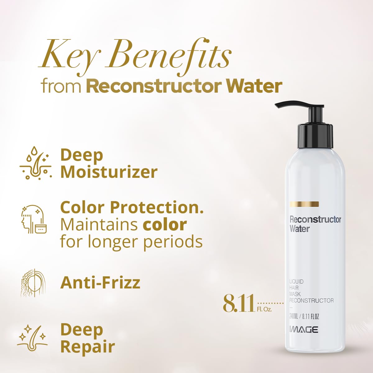 Skiennix Image Reconstructor Water - Liquid Hair Mask for Damaged Hair - Repairs & Moisturizes with Panthenol & Vitamin E - 8.11 Fl Oz
