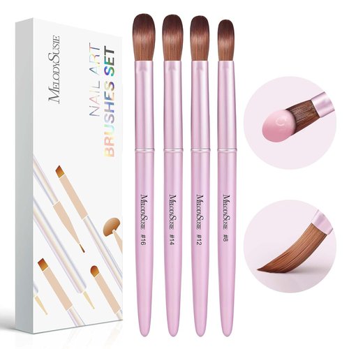 MelodySusie Acrylic Nail Brush Set - 4 Professional Brushes for Acrylic Powder & 3D Nail Art | Sizes 8/12/14/16