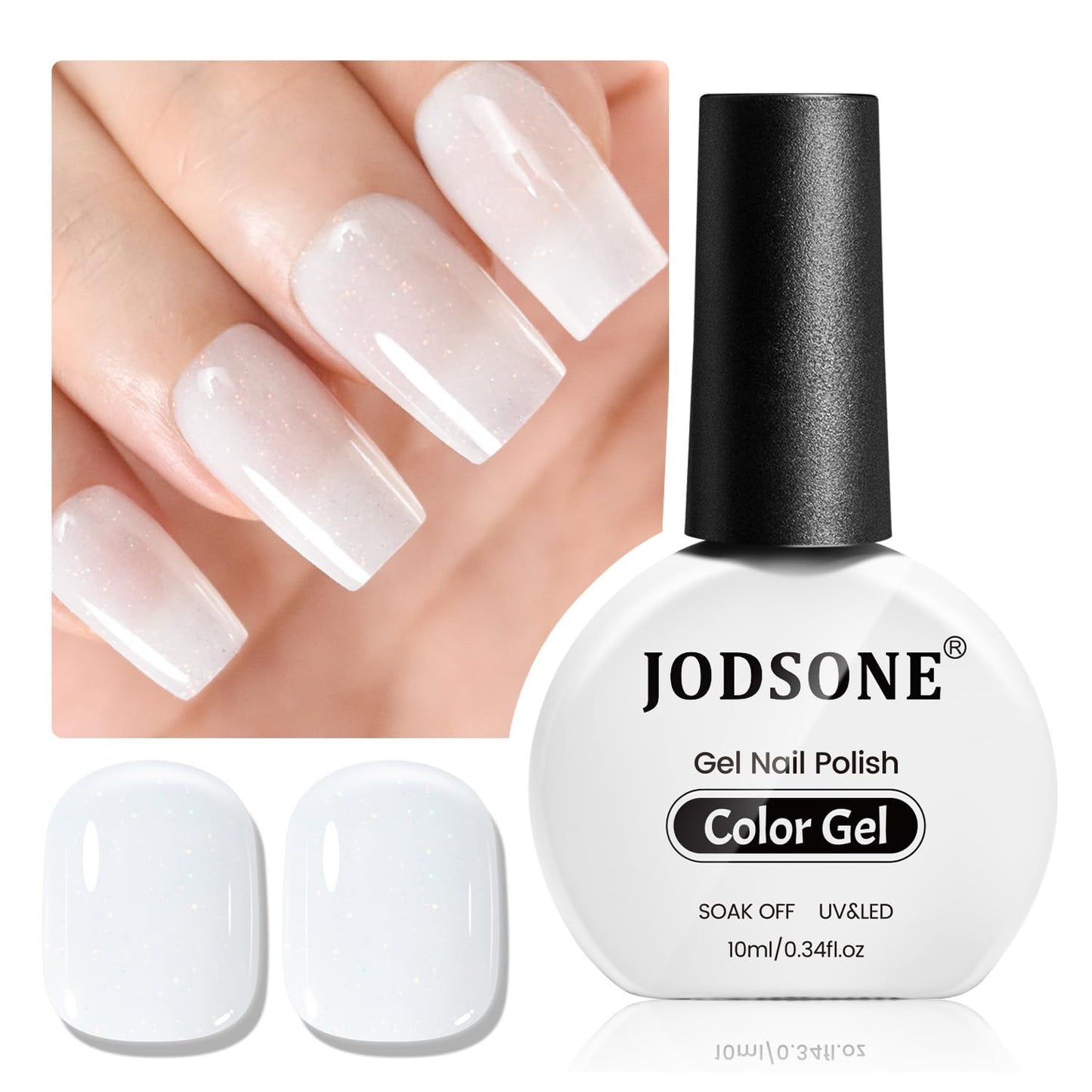 JODSONE Gel Nail Polish Pure White Glitter Pure White Gel Polish 10ml Nail Art Design Manicure Salon DIY Home All Seasons Neutral Soak Off U V Lamp