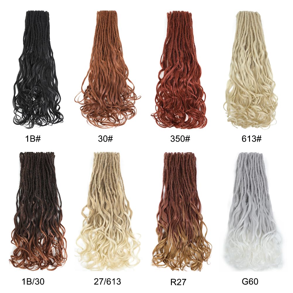 Aguacor Loose Wave Dreadlocks Synthetic French Curly Double Ended Dreadlock Extensions 24inches 10 Strands Thin Soft Black to Dark Brown Spanish Curly DE Dread Extensions for Women (10 Strands, 1B/30)