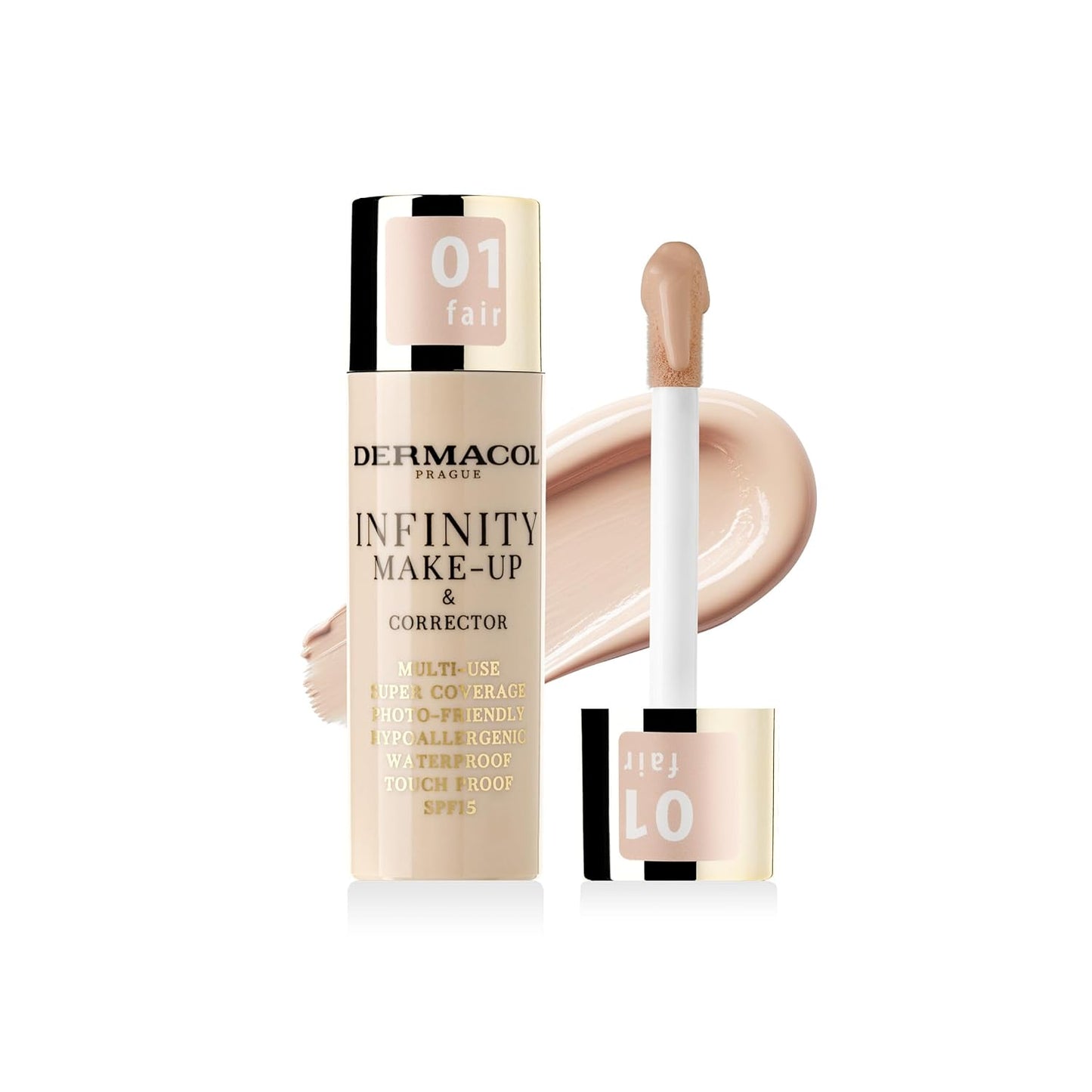 Dermacol Infinity Makeup & Corrector - Multi-Use, Super Coverage, Waterproof, SPF 15 | Fair 01