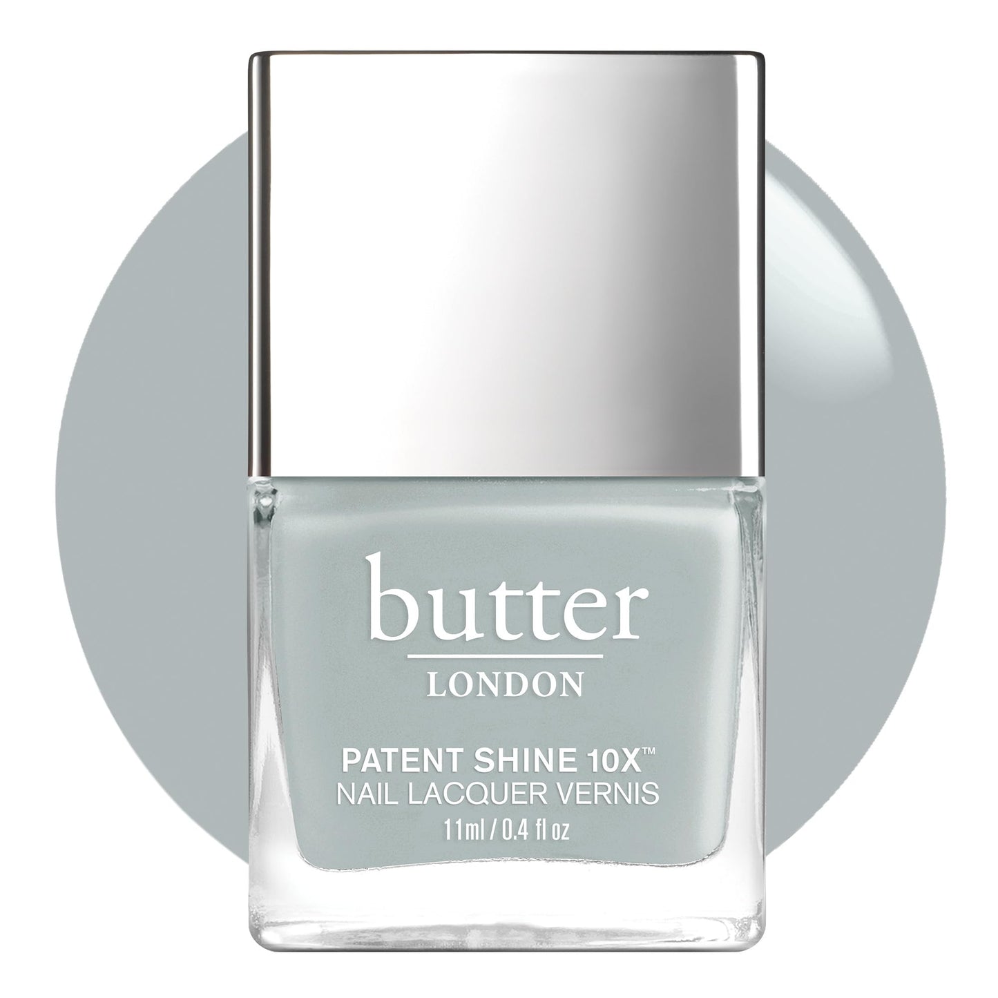 butter LONDON Patent Shine 10X Nail Lacquer, Gel-Like Finish, Chip-Resistant Formula, 10-Free Formula, Cruelty-Free, Polymer Technology, London Fog