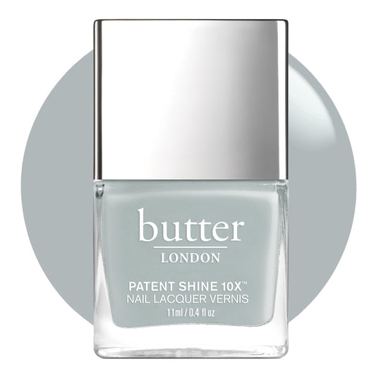 butter LONDON Patent Shine 10X Nail Lacquer, Gel-Like Finish, Chip-Resistant Formula, 10-Free Formula, Cruelty-Free, Polymer Technology, London Fog