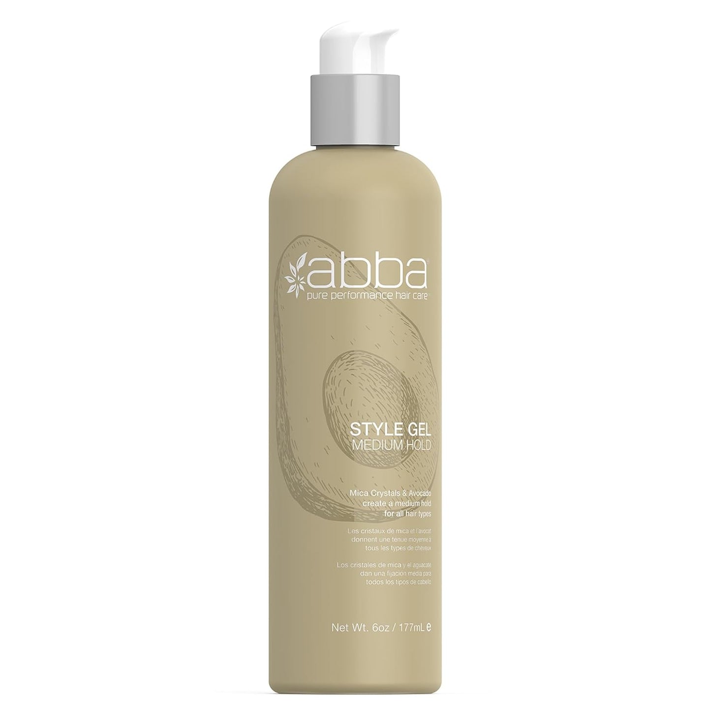 ABBA Pure Style Gel - Medium Hold with Mica Crystals & Avocado | 6 Fl Oz