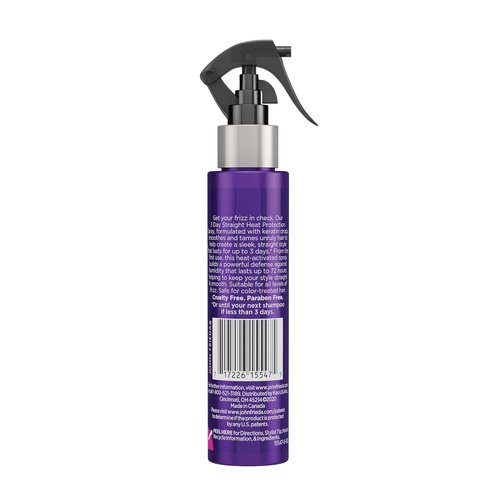 John Frieda Frizz Ease Heat Protection Spray - Keratin-Infused for 3-Day Straight, 3.5 Oz | Frizz-Free Finish