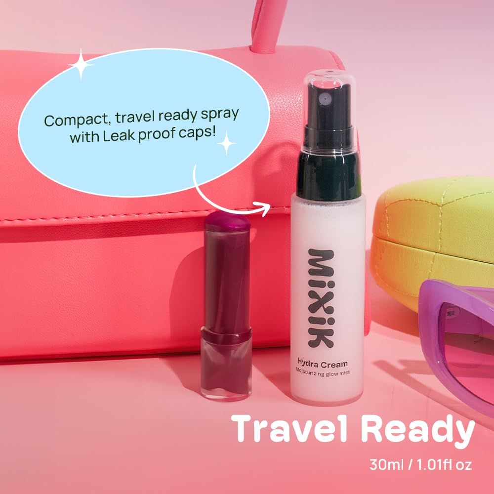 MIXIK Hydra Cream Moisturizing Face Mist Spray - Hydrating Face Mist Korean Skincare, Facial Hydrating Mist made of Plant Oil, Rose Water, Squalene, Ceramide (30 ml (1.0 fl oz) Travel Size)