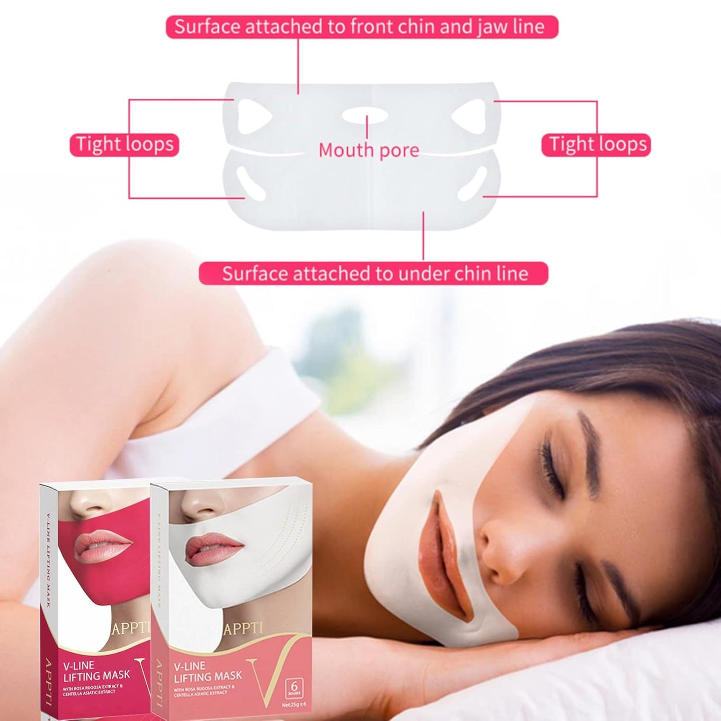 Skiennix V Shape Face Mask - Firming Double V Line Lifting Mask for Women & Men | 6 Pieces