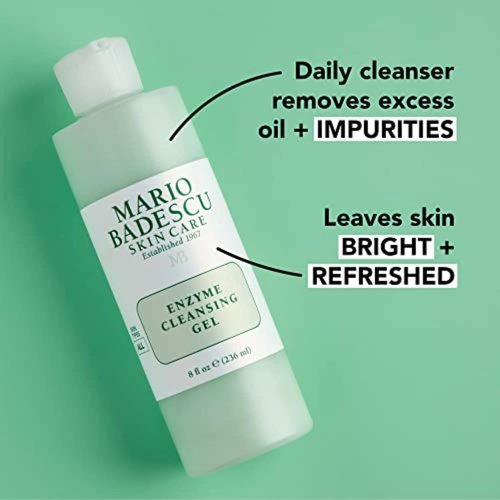 Mario Badescu Enzyme Cleansing Gel - Oil-Free Facial Cleanser with Papaya & Grapefruit Extract, 8 oz