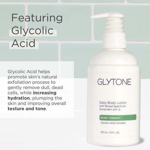 Glytone Daily Body Lotion with SPF 15 - Broad Spectrum Sunscreen Moisturizer for Sensitive Skin - 12 oz