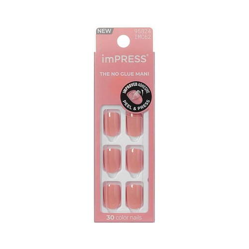 KISS imPRESS Press-On Nails - No Glue, 'Your Magic' Pink, Short Squoval Shape, 30 Nails & Accessories Included