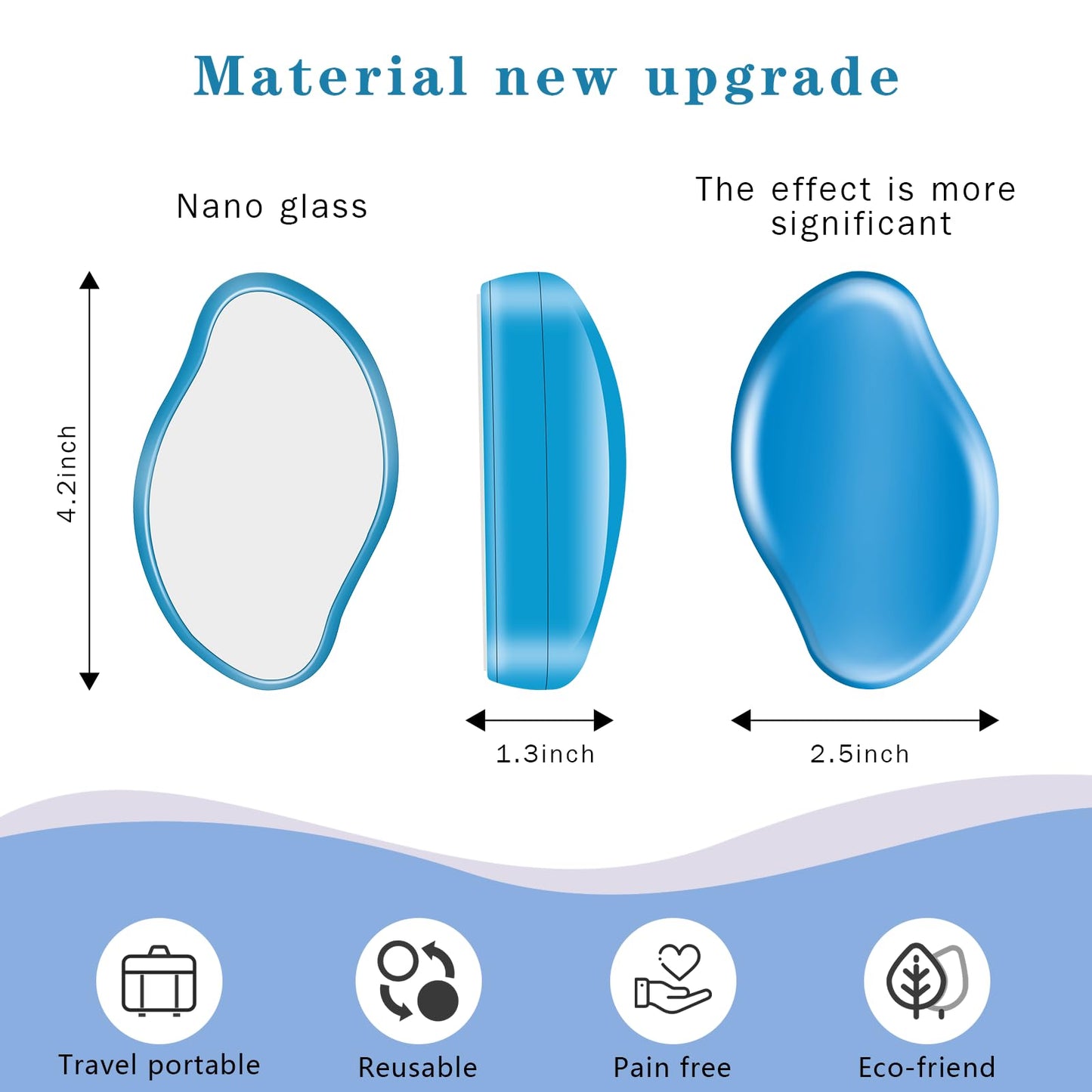 Crystal Hair Eraser for Women and Men, Reusable Crystal Hair Remover Magic Painless Exfoliation Hair Removal Tool, Magic Hair Eraser Device for Back Arms Legs (Sky Blue)