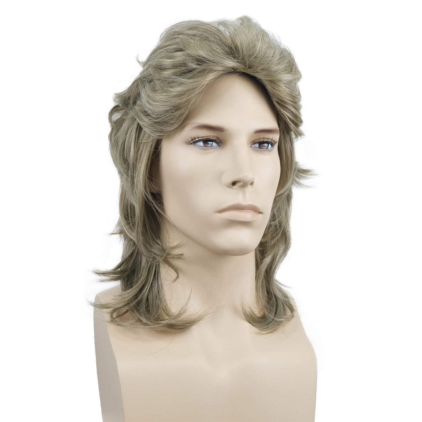 Aimole Mens Wig Retro 70s 80s Costumes Fancy Party Disco Rocker Punk Halloween (Grey Gold)