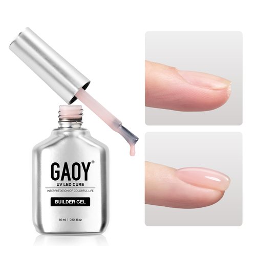 GAOY Builder Gel for Nails, 16ml Nail Strengthener in a Bottle, Nail Extension Hard Gel, Soak Off Long Lasting UV Light Cure, 1958 Crystal Pink, Base Coat Top Coat Needed