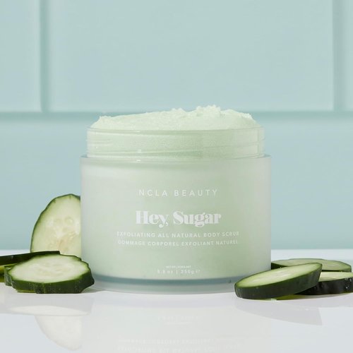 NCLA Beauty All-Natural Body Scrub - Moisturizing Exfoliant with Shea, Cocoa & Mango Butters - Cucumber - 8.8 oz