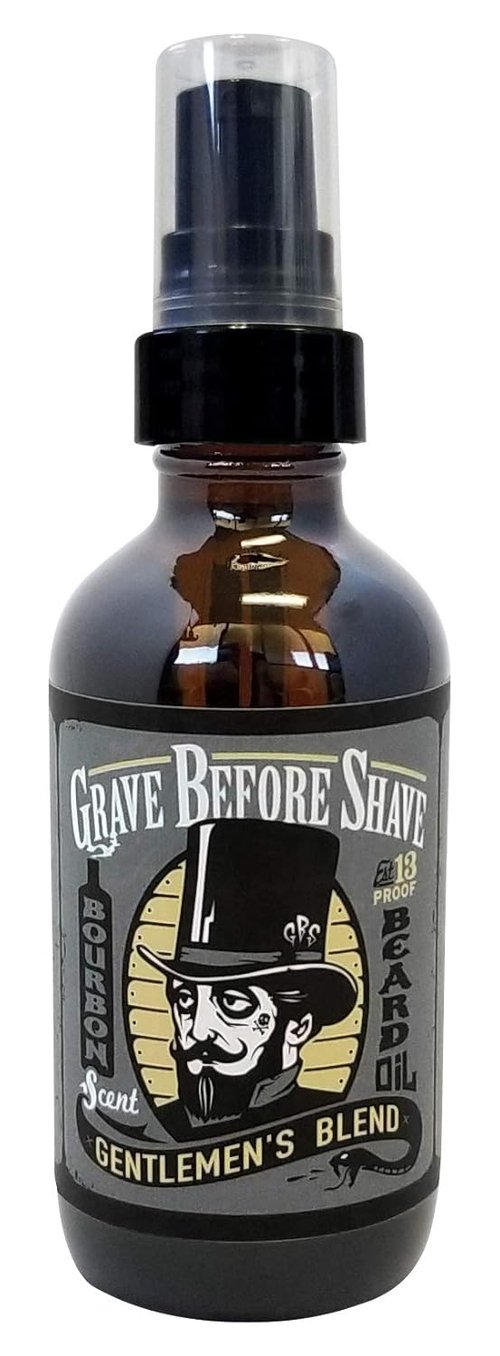 Grave Before Shave Beard Oil - Gentlemen's Blend with Bourbon & Sandalwood Scent | 4 oz Big Bottle