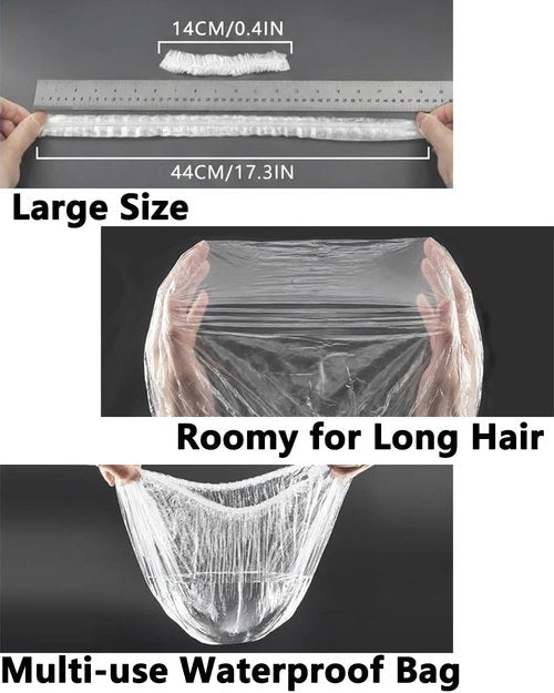Aquior Disposable Shower Caps - 100 PCS Large Thick Waterproof Hair Covers for Women | Travel Essentials