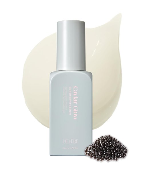 Delere Caviar Glow Smoothing Serum - Caviar Collagen with Niacinamide & Retinol for Radiant Skin | 1.7oz