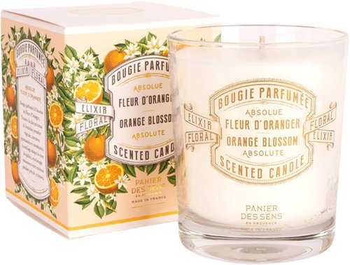 Panier des Sens Orange Blossom Candle - Hand-Poured in Provence - Long-Lasting 55-Hour Burn - 6.3 oz Natural Cotton Wick