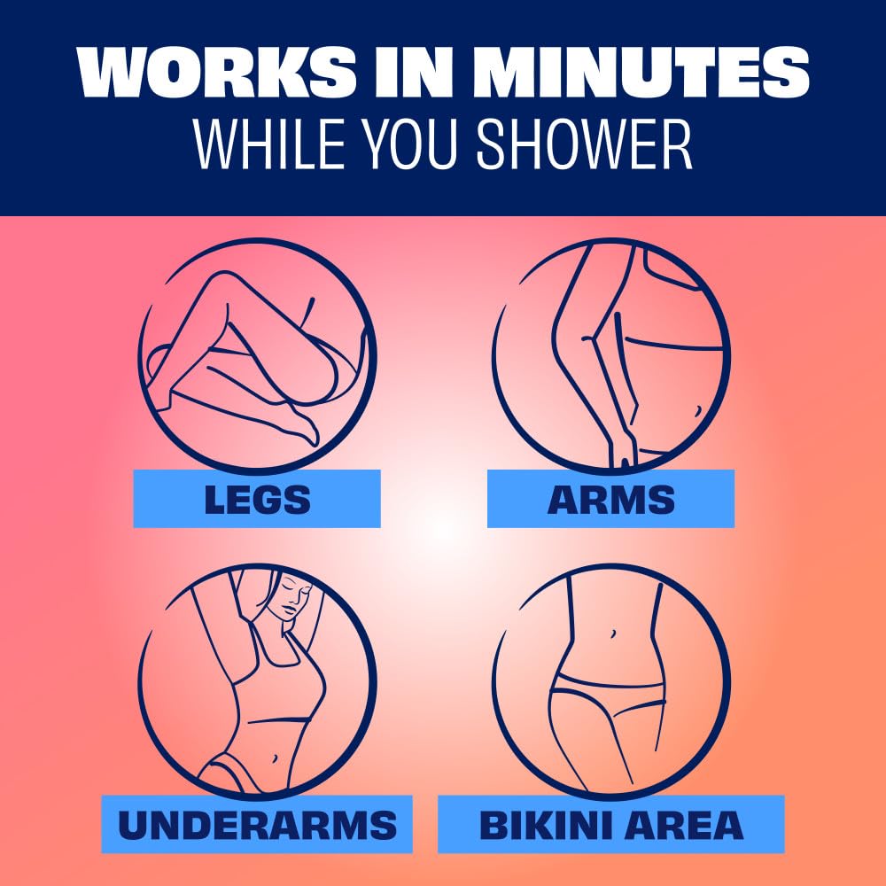 Nair Sensitive Shower Cream Hair Remover with Natural Coconut Oil and Vitamin E, Body Hair Removal Cream for Women, 12 oz