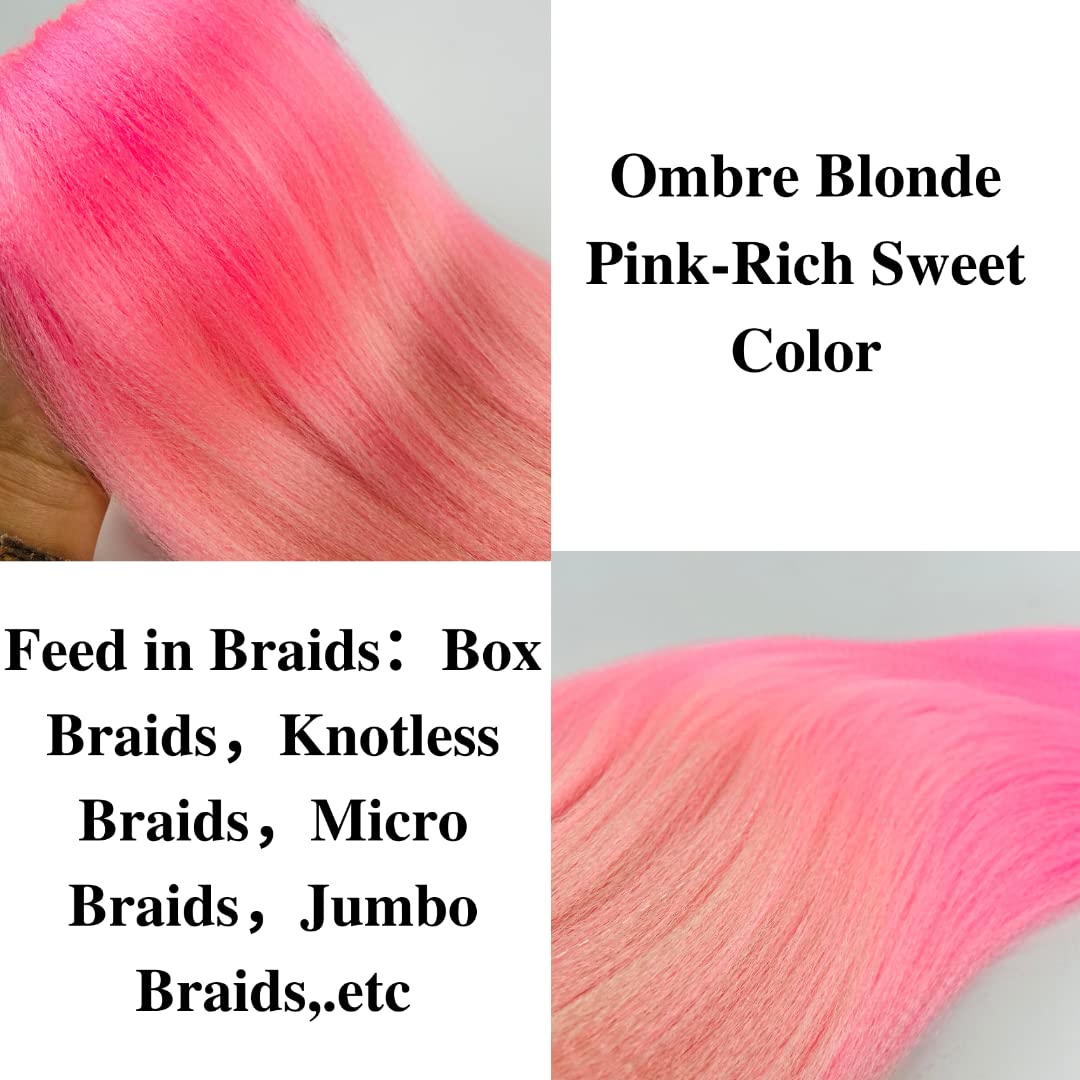 Pink Braiding Hair Pre stretched Ombre PreStretched Box Braiding Hair Extensions Feed in Braids 26 inch