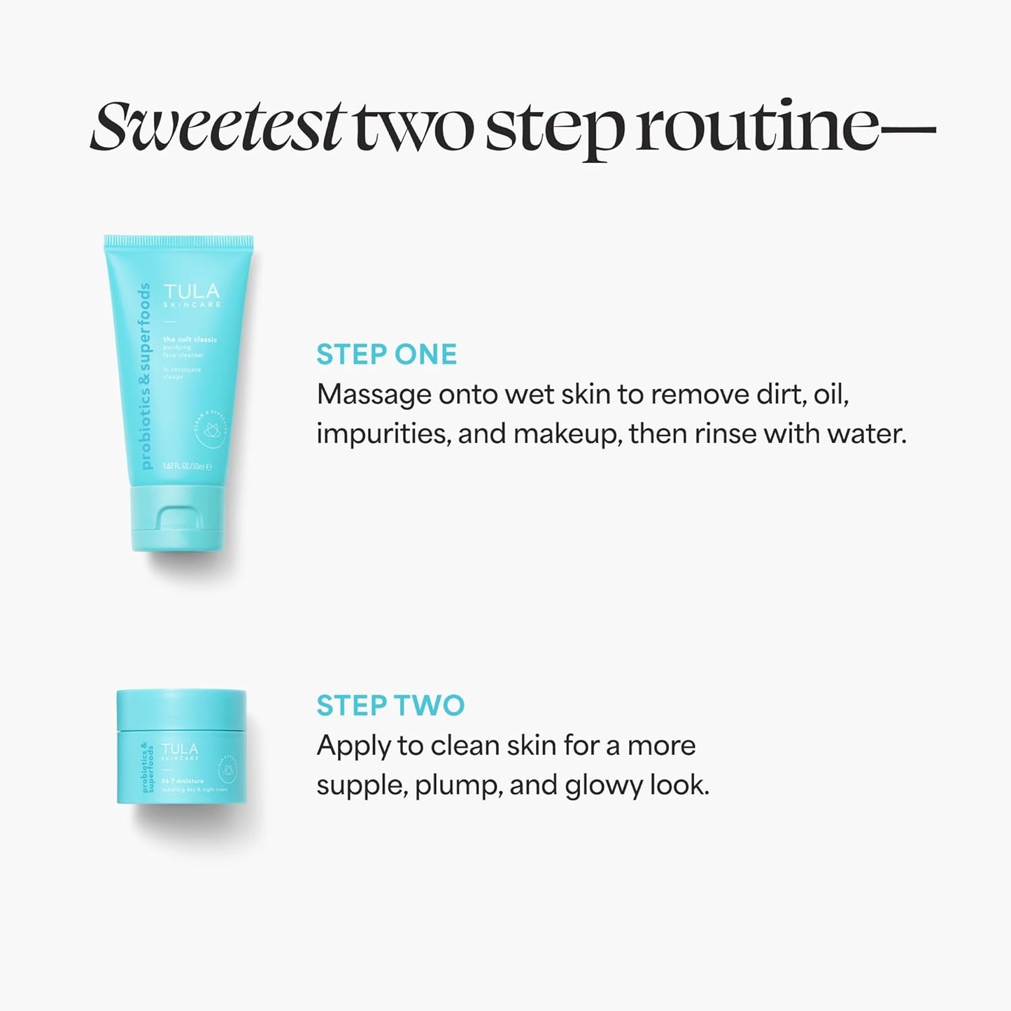 TULA Skincare Petite Treats - Travel-Sized 24/7 Moisture Cream & Purifying Face Cleanser Set
