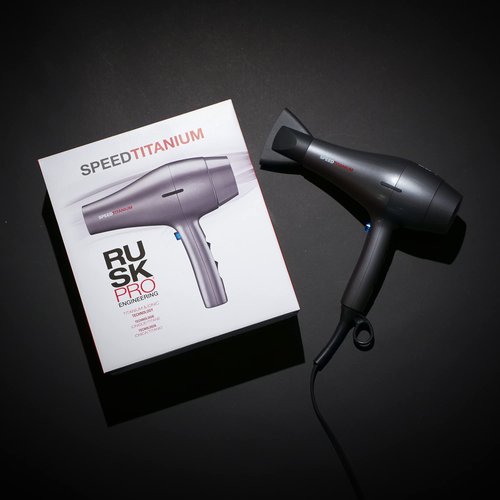 RUSK PRO Speed Titanium Hair Dryer, Ionic Generator Eliminates Frizz, Powerful AC Motor with 6 Speed and Heat Settings for Fast Styling, Plus Diffuser and Concentrator for Unique Styles