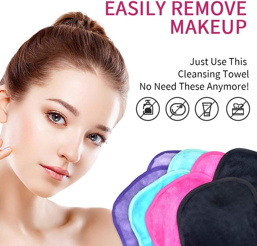 UWEME Makeup Remover Cloths - Reusable Microfiber Face Towels for Women | Fast Drying, 4 Count