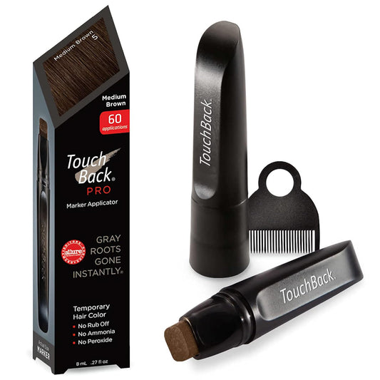 TouchBack Pro Gray Root Touch Up Marker - Real Hair Color for Effortless Coverage - Medium Brown