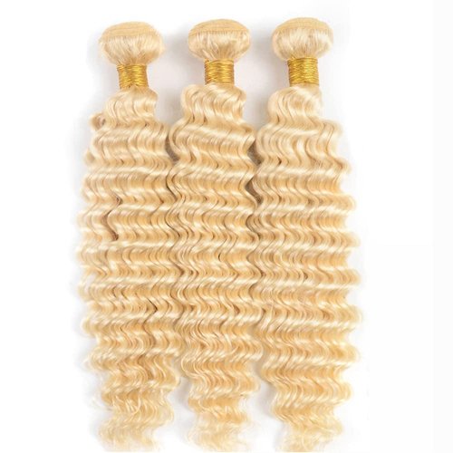 34 Inch Blonde Human Hair Bundles 613 Deep Wave Bundles Blonde Deep Wave Human Hair Bundles Brazilian Unprocessed Virgin Hair 1 Bundle 613 Blonde Bundles Human Hair Weave