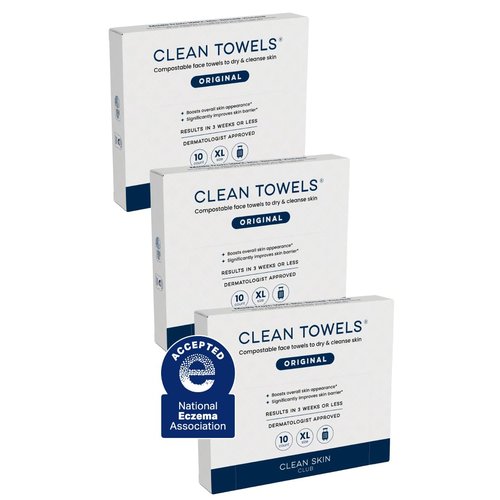 Clean Skin Club Clean Towels XL® - 100% Biobased Disposable Face Towels | TSA-Approved Travel Pack, 30 Count