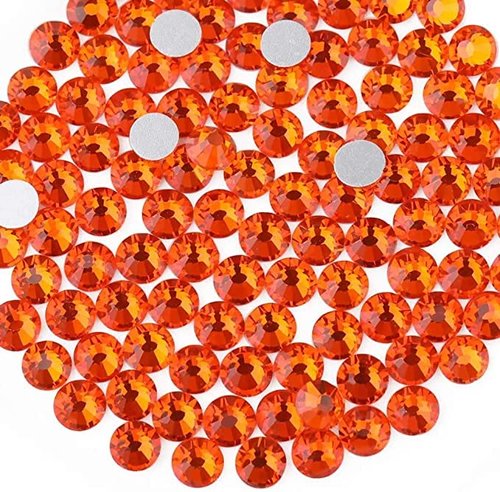 Beadsland 2880pcs Flat Back Crystal Rhinestones Round Gems for Nail Art and Craft Glue Fix, Orange,SS16,3.8-4.0mm