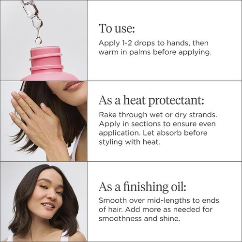 Briogeo Style + Treat 4-in-1 Weightless Hair Oil - Silicone-Free Heat Protectant & Frizz Control | Vegan, 1.5 oz