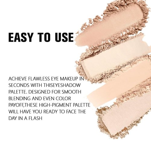 Kaely Powder Eyeshadow Quad - Vanilla Nude Beige Matte & Shimmer Palette | Pigmented, Waterproof, Blendable
