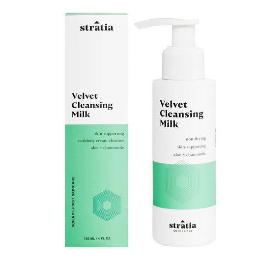 Stratia Velvet Cleansing Milk - Gentle Cream Face Cleanser with Chamomile & Aloe Vera | 4 Fl Oz